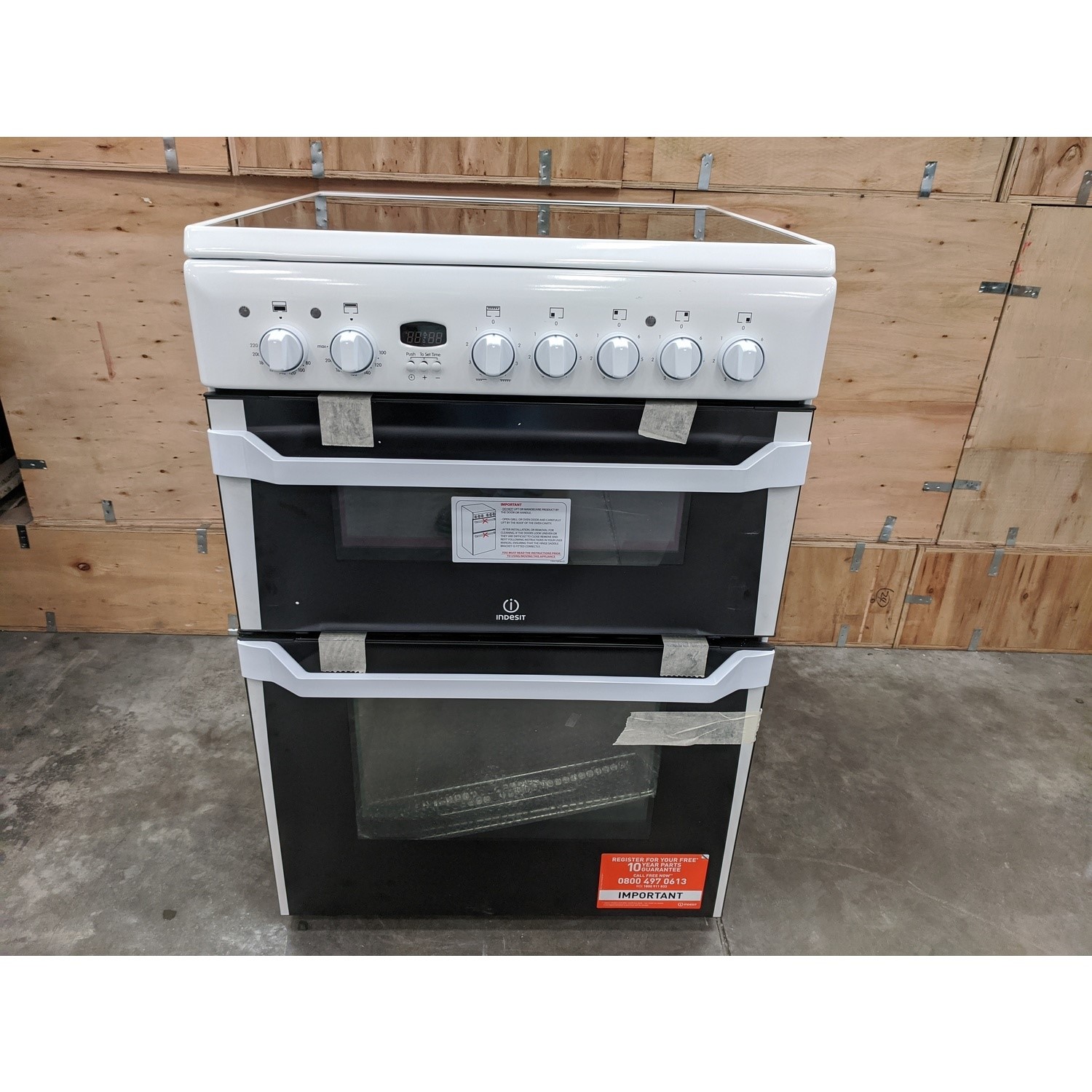 Refurbished Indesit ID60C2X 60cm Double Oven Electric Cooker with