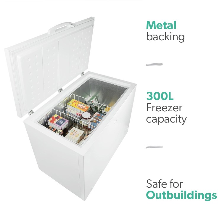 Refurbished electriQ 300 Litre Chest Freezer 67cm Deep  112cm Wide - White