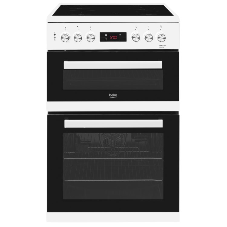 GRADE A2 - Beko KDC653W 60cm Double Oven Electric Cooker With Ceramic Hob And Programmable Timer White