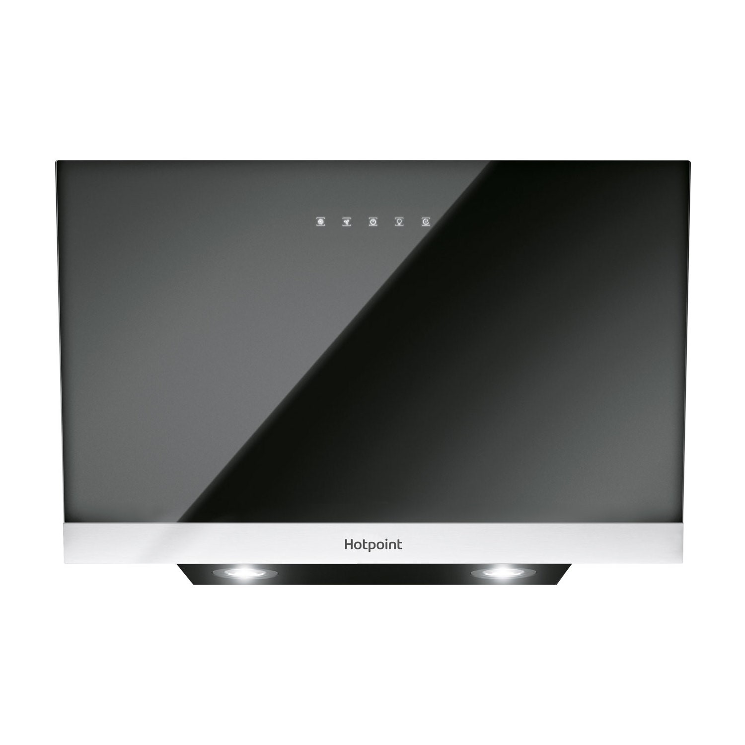 Hotpoint 80cm Angled Cooker Hood in Black PHVP87FLTK Appliances Direct