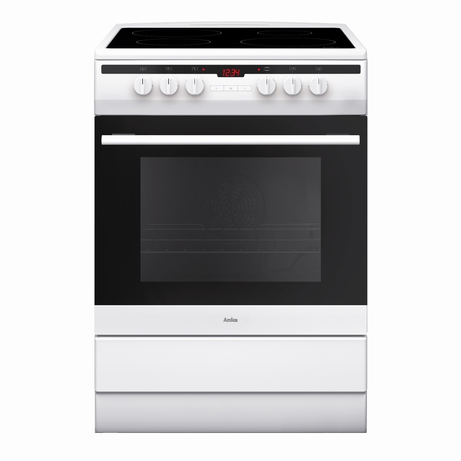 Amica 608CE2TAW 60cm Electric Cooker with Ceramic Hob - White - A Rated