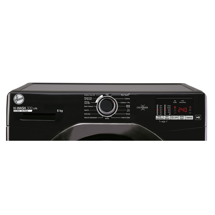 Refurbished Hoover H3W482DBBE-80 Freestanding 8KG 1400 Spin Washing Machine Black