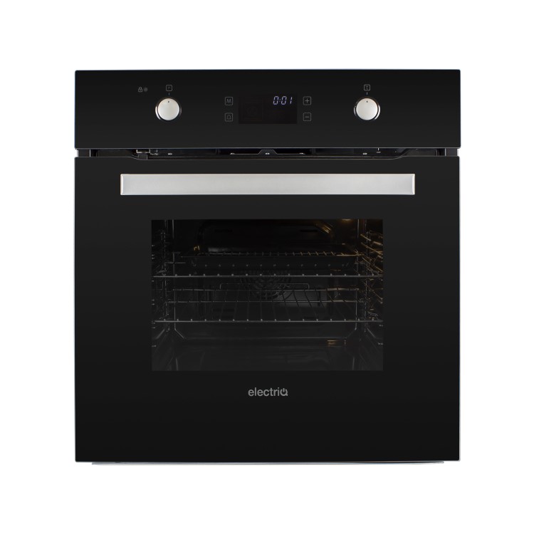 electriQ 68L Plug In Pyrolytic Self Cleaning Electric Single Oven - Black