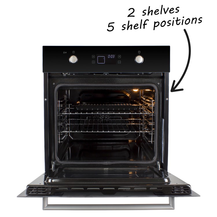 electriQ 68L Plug In Pyrolytic Self Cleaning Electric Single Oven - Black