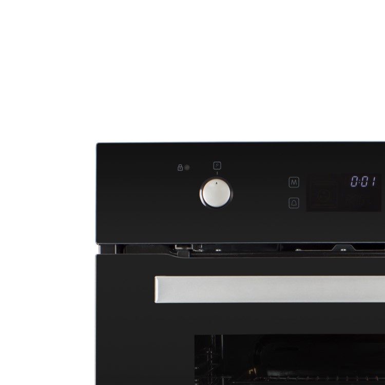 electriQ 68L Plug In Pyrolytic Self Cleaning Electric Single Oven - Black