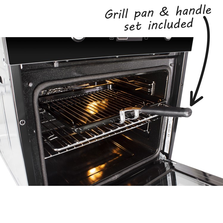 electriQ 68L Plug In Pyrolytic Self Cleaning Electric Single Oven - Black