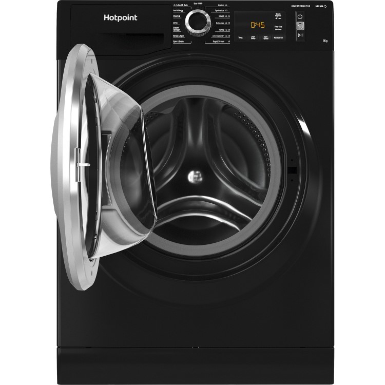 Refurbished Hotpoint NM11945BCAUKN Freestanding 9KG 1400 Spin Washing Machine Black