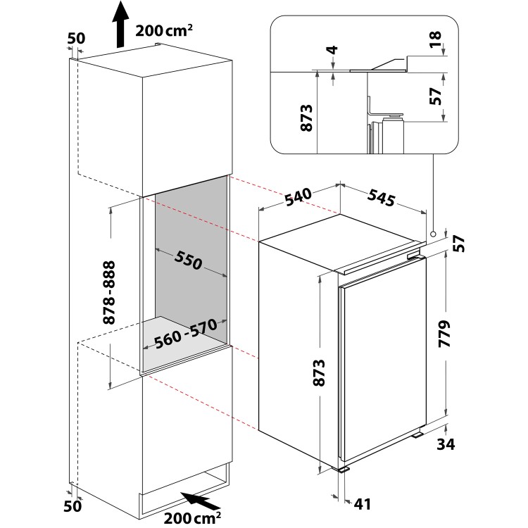Indesit 136 Litres In-column Integrated Fridge