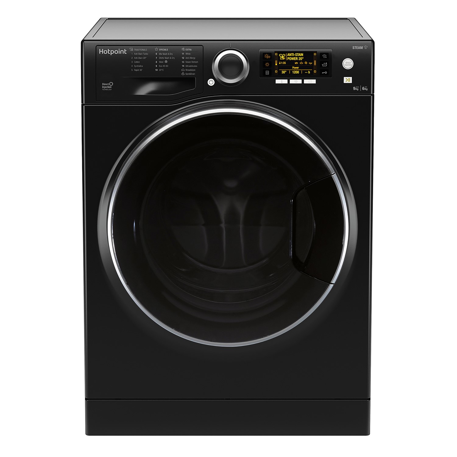 Hotpoint 9kg Wash 6kg Dry 1600rpm Freestanding Washer Dryer - Black