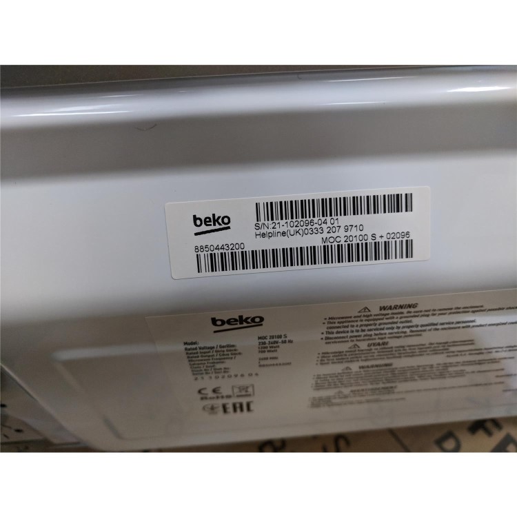 Refurbished Beko MOC20100S Built In 20L 700W Microwave Silver