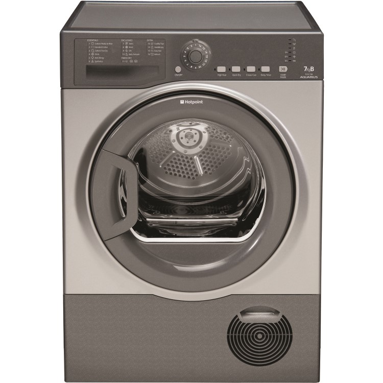 GRADE A3 - HOTPOINT TCFS73BGG Aquarius 7kg Freestanding Condenser Sensor Tumble Dryer Graphite