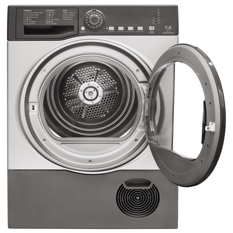 GRADE A2 - HOTPOINT TCFS73BGG Aquarius 7kg Freestanding Condenser Sensor Tumble Dryer Graphite