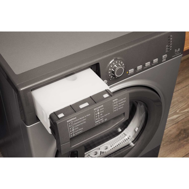 GRADE A2 - HOTPOINT TCFS73BGG Aquarius 7kg Freestanding Condenser Sensor Tumble Dryer Graphite