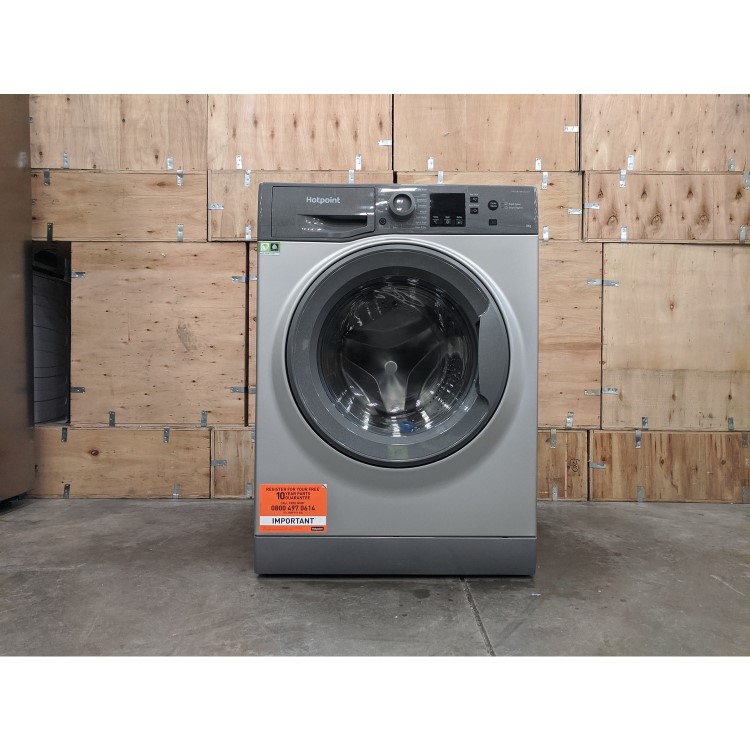 Refurbished Hotpoint NSWM843CGGUKN Freestanding 8KG 1400 Spin Washing Machine Graphite