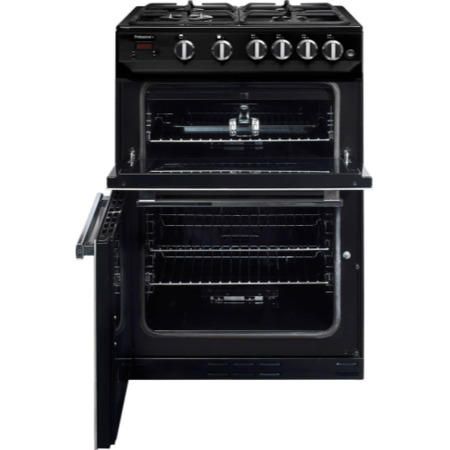 GRADE A2 - Rangemaster 10727 Professional+ 60cm Double Oven Gas Cooker Black And Chrome