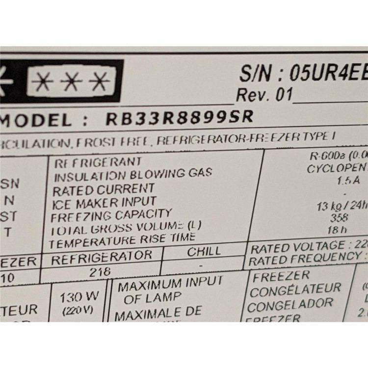 Refurbished Samsung RB33R8899SR Freestanding 328 Litre 60/40 Fridge Freezer Stainless Steel
