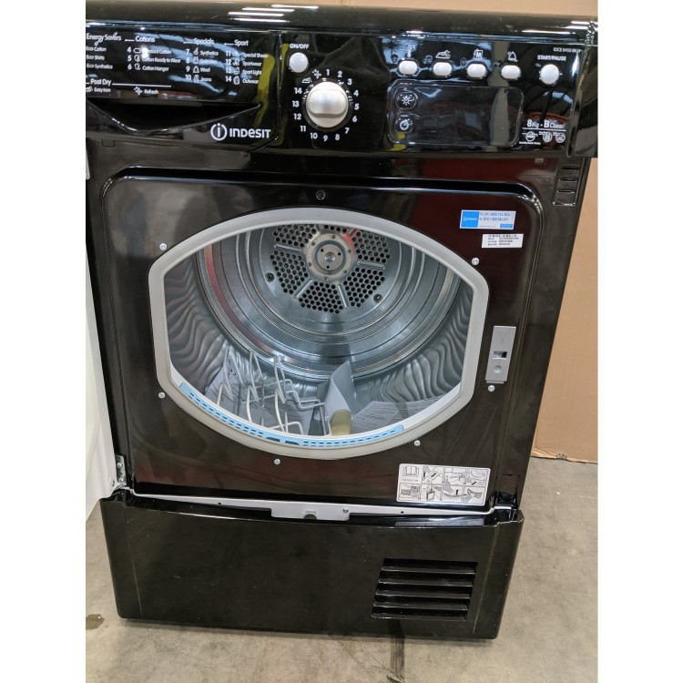 Refurbished Indesit EcoTime IDCE8450BKH Freestanding Condenser 8KG Tumble Dryer Black