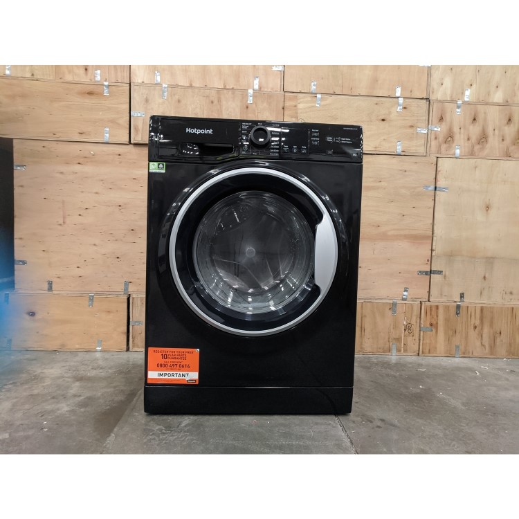 Refurbished Hotpoint NSWM843CBSUKN Freestanding 8KG 1400 Spin Washing Machine Black