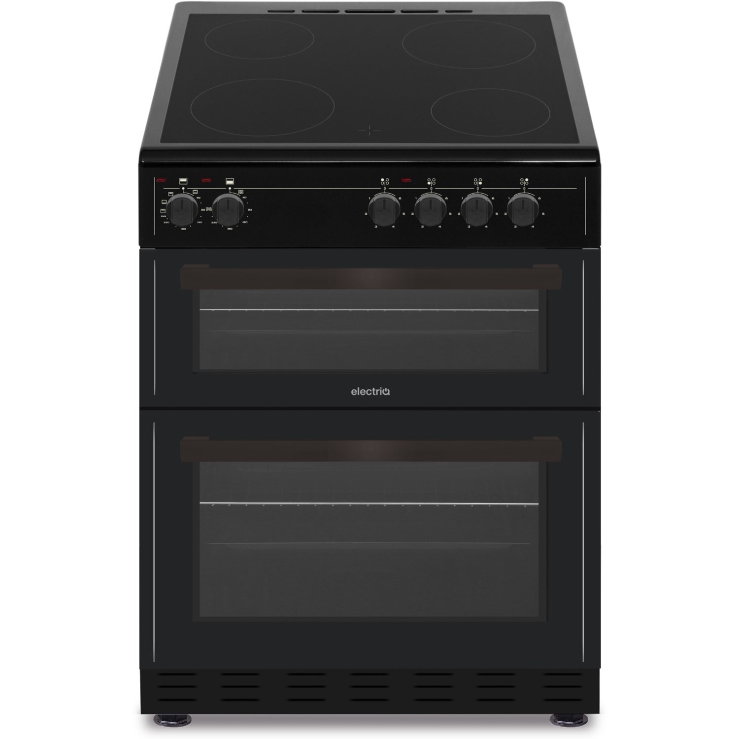 60cm Electric Cooker with Double Oven and Ceramic Hob in Black
