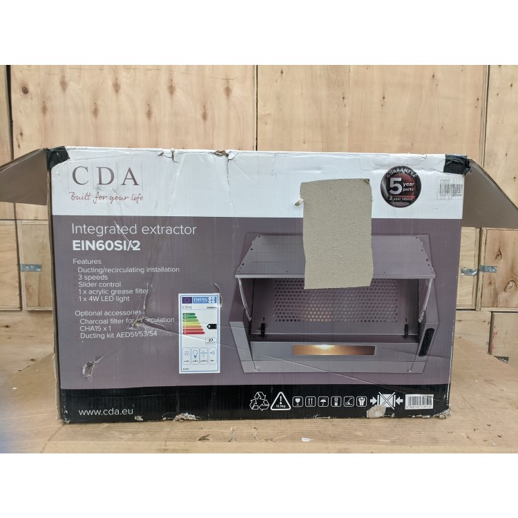 Refurbished CDA EIN60SI 60cm Integrated Cooker Hood Silver
