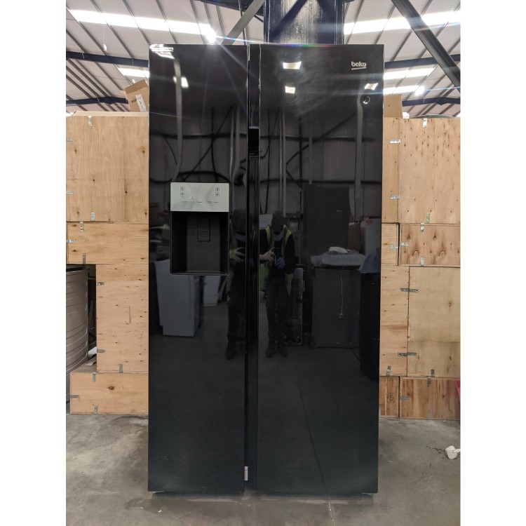Refurbished Beko ASGN542B Freestanding 344 Litre 50/50 Frost Free American Fridge Freezer Black