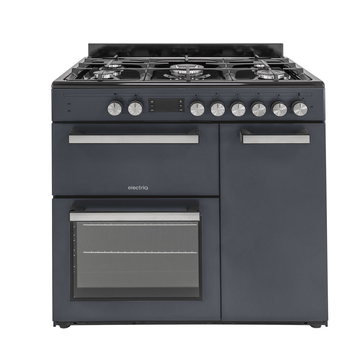 electriQ 90cm Dual Fuel Triple Cavity Range Cooker - Charcoal Grey