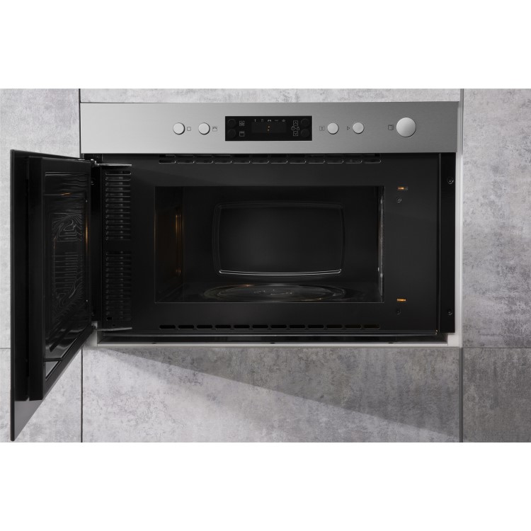 Refurbished Hotpoint MN314IXH Built In 22L with Grill 750W Microwave Stainless Steel