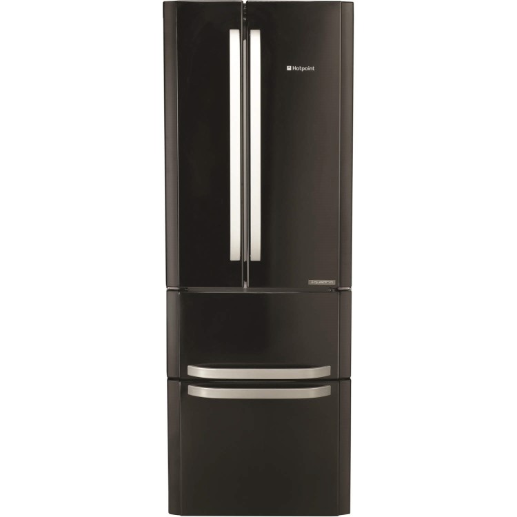 GRADE A2 - Hotpoint FFU4DK 60/40 Day 1 Technology Quadrio 70cm Wide Frost Free Freestanding Fridge Freezer - Shiny Black