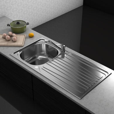 Bowl Stainless Steel Kitchen Sink With Plumbing Kit Buy Kitchen Sinks UK HS55B 