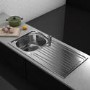 Single Bowl Chrome Stainless Steel Kitchen Sink with Reversible Drainer - Essence Ava