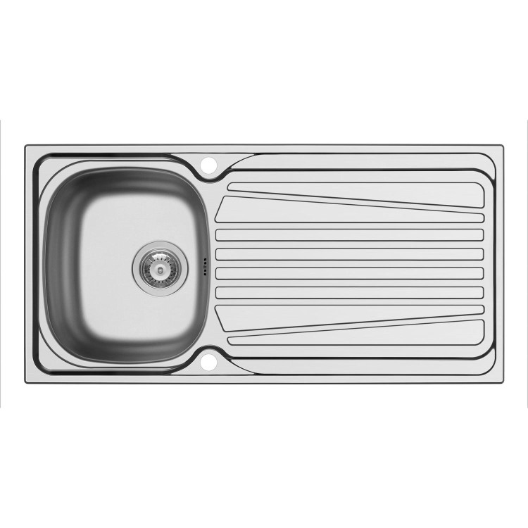 Single Bowl Chrome Stainless Steel Kitchen Sink with Reversible Drainer - Essence Ava