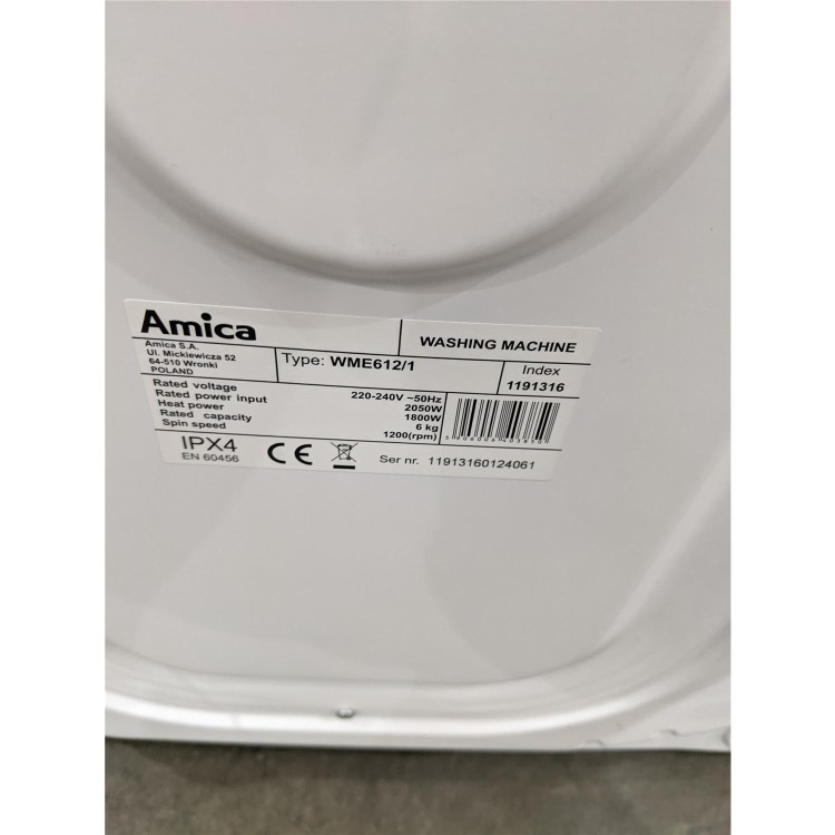 Refurbished Amica WME612 Freestanding 6KG 1200 SpinWashing Machine