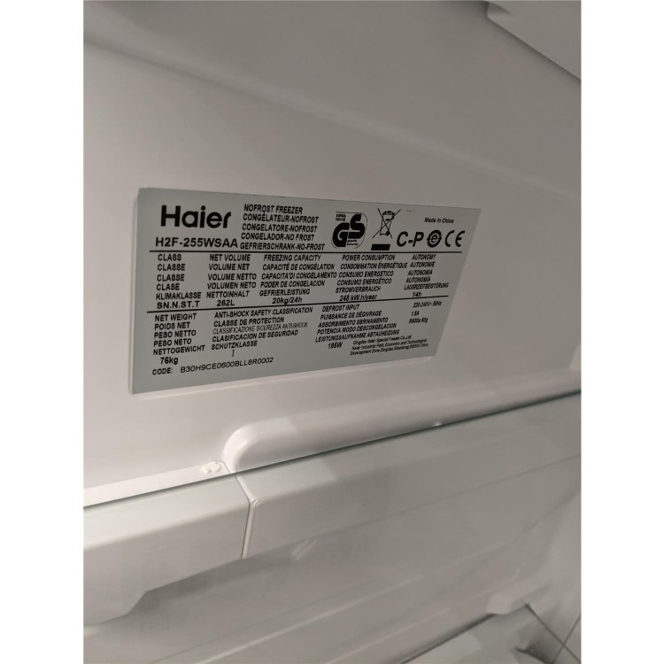 Refurbished Haier H2F-255WSAA 187x60cm 262L Frost Free Freestanding Freezer - White