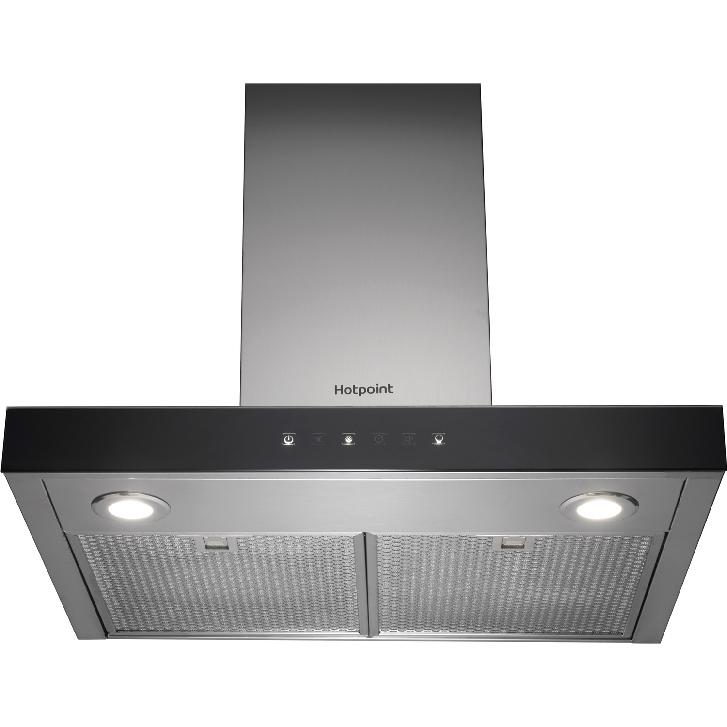 Refurbished Hotpoint PHBS68FLTIX 60cm Chimney Cooker Hood Stainless Steel