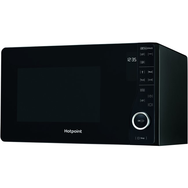 Refurbished Hotpoint MWH2622MB Xtraspace Flatbed 25L Microwave Oven With Grill - Black