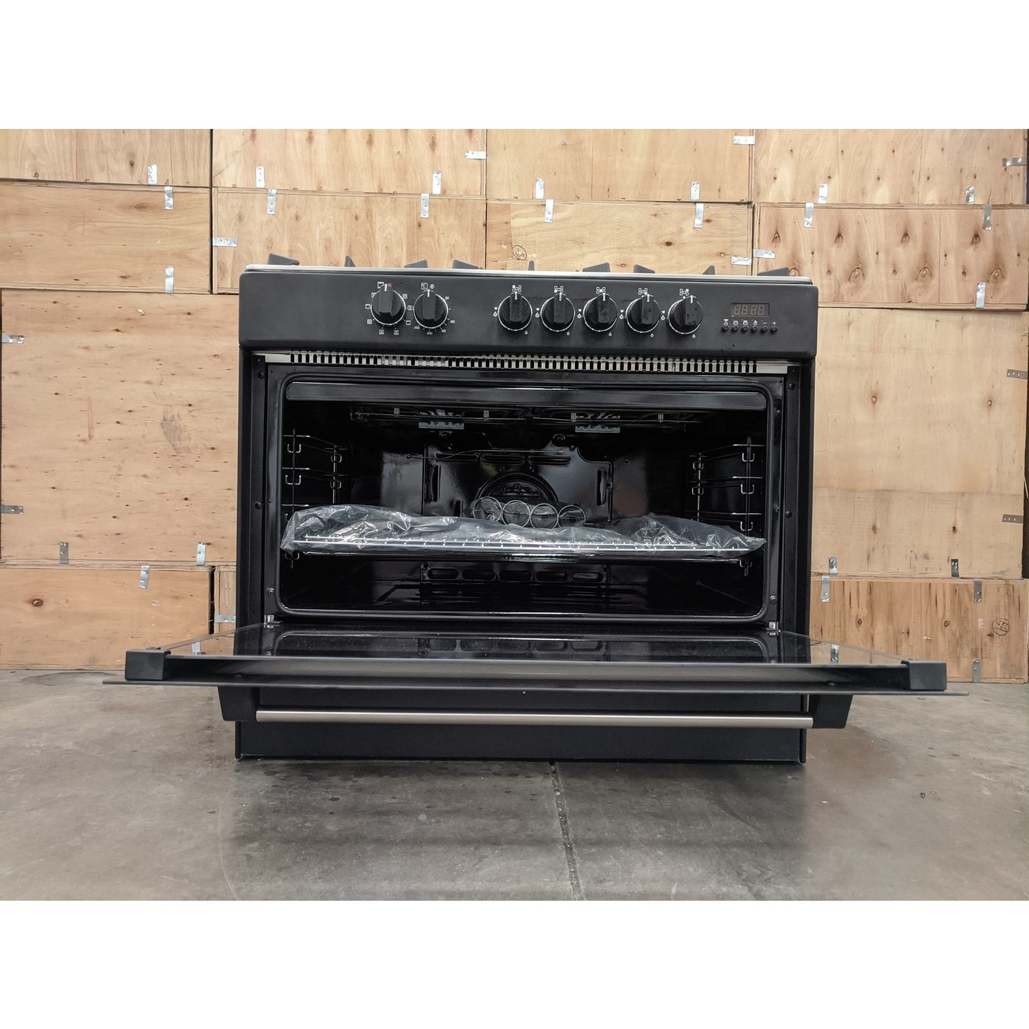 Refurbished Montpellier MR91DFMK 90cm Dual Fuel Range Cooker Black