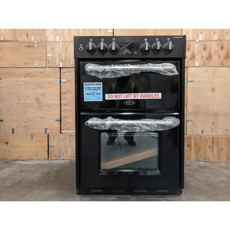 Refurbished Belling Farmhouse 60DF 60cm Double Oven Dual Fuel Mini Range Cooker Black