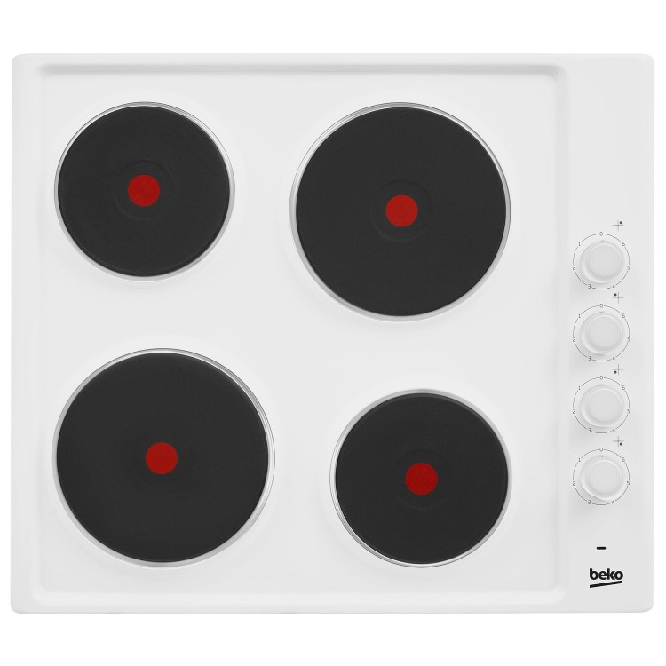 Beko 58cm Four Zone Solid Plate Hob - White