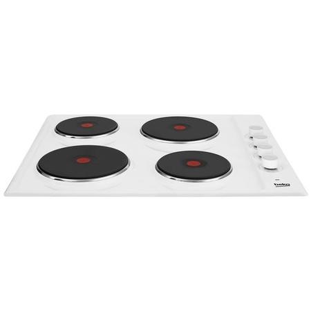 Beko 58cm Four Zone Solid Plate Hob - White