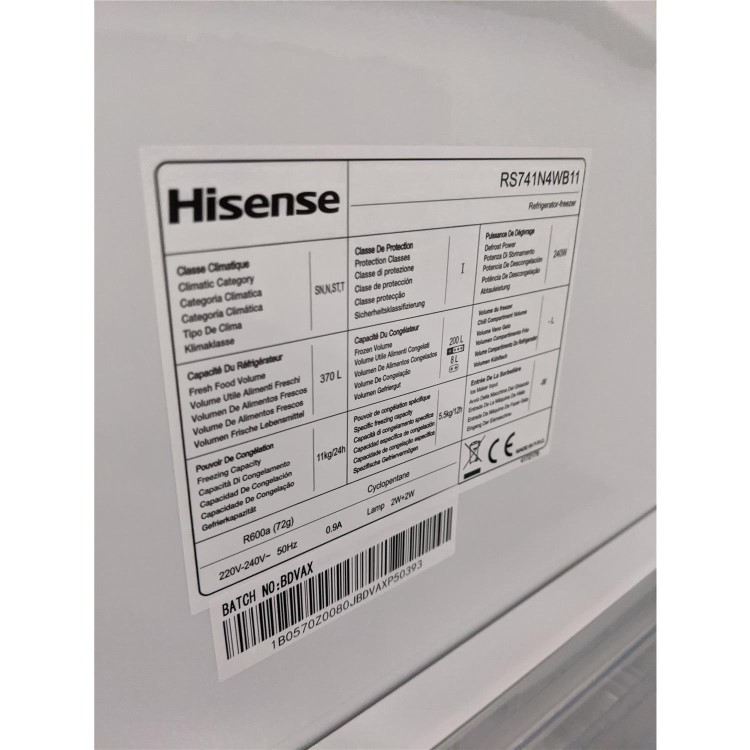 Refurbished Hisense 562 Litre American Fridge Freezer Black