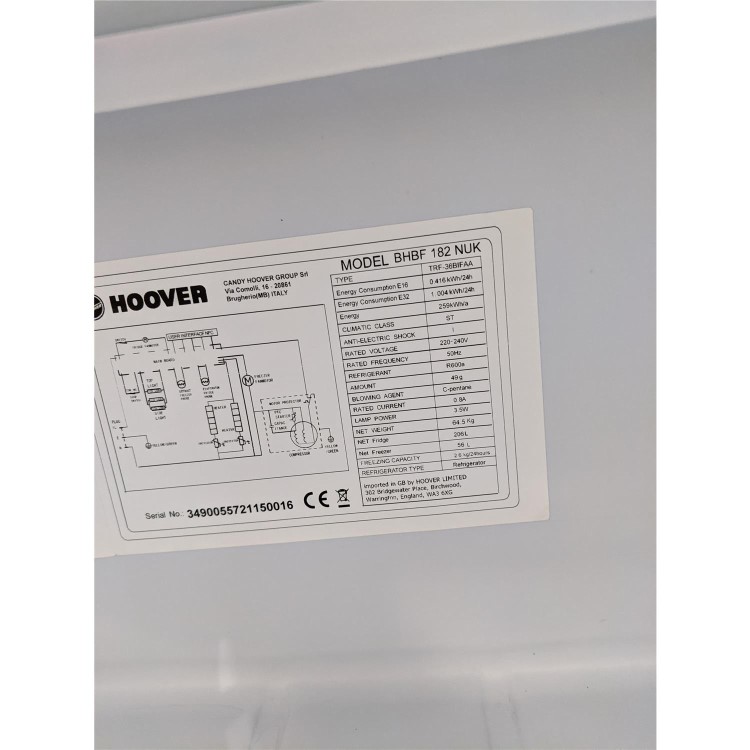 Refurbished Hoover 256 Litre Integrated Fridge Freezer 70/30 Split 185cm Tall Frost Free 54cm Wide White