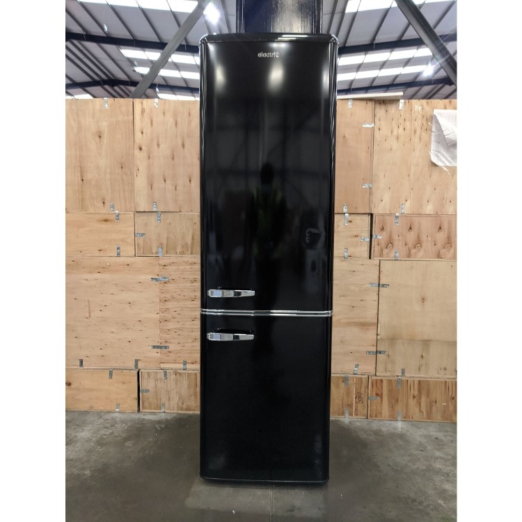 Refurbished electriQ EQ6040RETROBLACK Freestanding 244 Litre 60/40 Retro Fridge Freezer Black