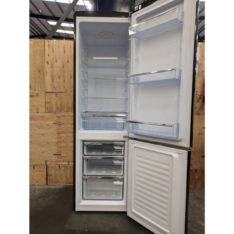 Refurbished electriQ EQ6040RETROBLACK Freestanding 244 Litre 60/40 Retro Fridge Freezer Black