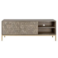 Grey Mango Wood TV Unit with Storage Shelves - TV's up to 55" - Alice