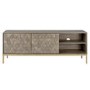 Grey Mango Wood TV Unit with Storage Shelves - TV's up to 55" - Alice