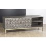 Grey Mango Wood TV Unit with Storage Shelves - TV's up to 55" - Alice