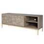Grey Mango Wood TV Unit with Storage Shelves - TV's up to 55" - Alice