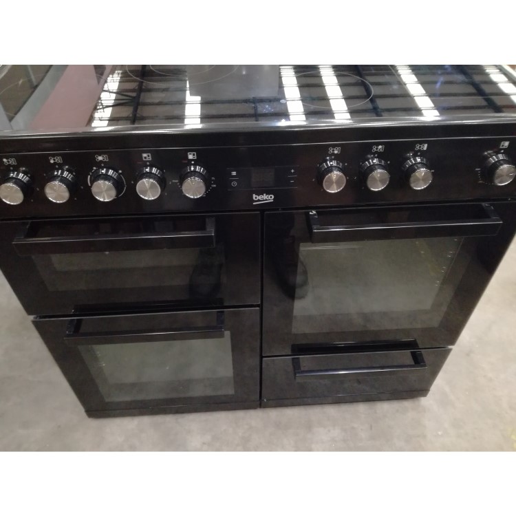 Refurbished Beko KDVC100K 100cm Electric Range Cooker With 5 Zone Ceramic Hob Black