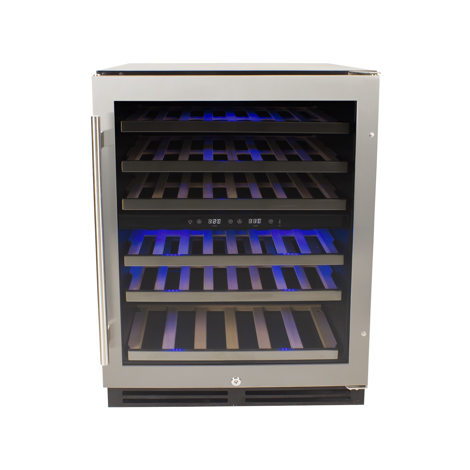 electriQ 51 Bottle Wine Full Range Dual Zone Wine Cooler - Stainless Steel