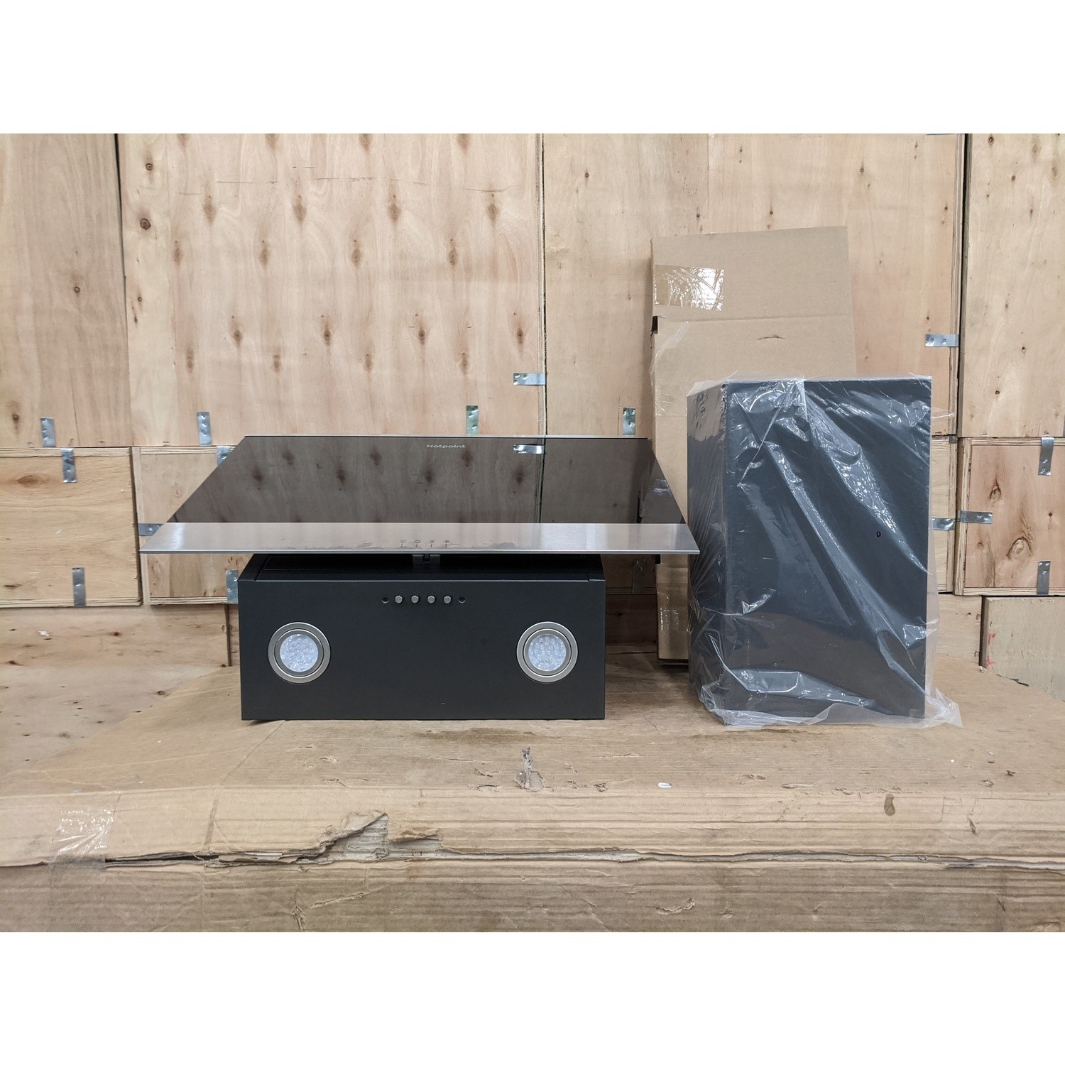 Refurbished Hotpoint PHVP66FLMK 60cm Angled Cooker Hood Black 78101795